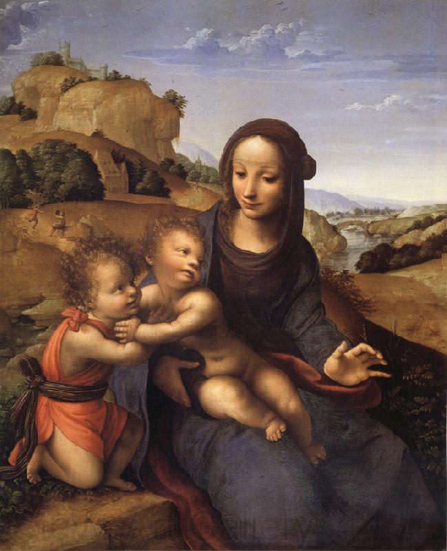 YANEZ DE LA ALMEDINA, Fernando Madonna and Child with Infant St.Fohn Norge oil painting art